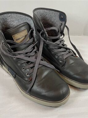 DayFive Men’s Charcoal Leather Lace-Up High-Top Boots